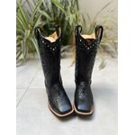 BOTA TEXANA EM COURO ALL BLACK TRIBAL + METAIS STRASS