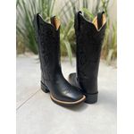 BOTA TEXANA EM COURO PRETO ALL BLACK TRIBAL + FLORAO