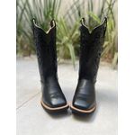 BOTA TEXANA EM COURO PRETO ALL BLACK TRIBAL + FLORAO