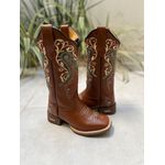 BOTA TEXANA EM COURO MUSTANG BORDADO TRIBAL E FLORAO 