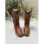 BOTA TEXANA EM COURO MUSTANG BORDADO TRIBAL E FLORAO 