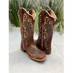 BOTA TEXANA HELOISA EM COURO HORSE CAFÉ BORDADO TRIBAL