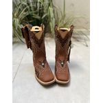 BOTA TEXANA EM COURO CANO TRADICIONAL BORDADO TRIBAL COM TRICE E CORDINHA + KIT CANIVETE 