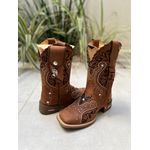 BOTA TEXANA EM COURO CANO TRADICIONAL BORDADO TRIBAL COM TRICE E CORDINHA + KIT CANIVETE 