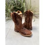 BOTA TEXANA EM COURO CANO TRADICIONAL BORDADO TRIBAL COM TRICE E CORDINHA + KIT CANIVETE 