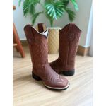 BOTA TEXANA EM COURO MARROM BORDADO RAMOS MARROM