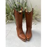 BOTA TEXANA BASICA EM COURO MUSTANG BORDADO FLORAO BICO FINO MADEIRA