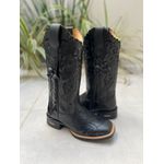 BOTA TEXANA EM COURO PRETO ALL BLACK BORDADO TRIBAL COM TRICE E CORDINHAS