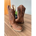 BOTA TEXANA EM COURO MARROM BORDADO TRIBAL COM TRICE