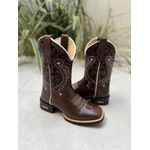 BOTA TEXANA EM COURO BORDADO TRIBAL + FLORAO CANO TRADICIONAL