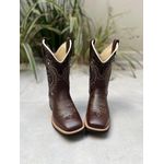 BOTA TEXANA EM COURO BORDADO TRIBAL + FLORAO CANO TRADICIONAL