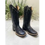 BOTA TEXANA EM COURO PRETO BORDADO ALL BLACK + METAIS