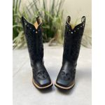 BOTA TEXANA EM COURO PRETO BORDADO ALL BLACK + METAIS