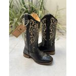 BOTA TEXANA EM COURO PRETO TRIBAL SOLA RUSTICA COM BOLSO PARA CELULAR