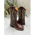 BOTA TEXANA EM COURO TRIBAL VERDE + FLORAO BEGE