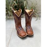 BOTA TEXANA EM COURO MUSTANG CANO TRADICIONAL BORDADO TRIBAL AZUL