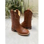 BOTA TEXANA EM COURO MUSTANG BORDADO BASICO BEGE CANO TRADICIONAL