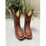 BOTA TEXANA EM COURO MUSTANG BORDADO BASICO BEGE CANO TRADICIONAL
