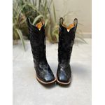PRONTO ENTREGA - BOTA TEXANA EM COURO PRETO A LASER GLITTER PRETO PIPOCO