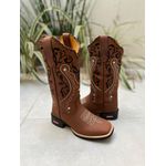 BOTA TEXANA EM COURO BORDADO TRIBAL E FLORAO BEGE COM TRICE