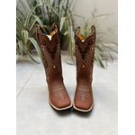 BOTA TEXANA EM COURO BORDADO TRIBAL E FLORAO BEGE COM TRICE