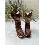 BOTA TEXANA EM COURO NOBUCK CRUZ E NOSSA SENHORA + BAINHA + CANIVETE