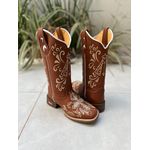 BOTA TEXANA EM COURO MUSTANG BORDADO NOSSA SENHORA + CRUZ