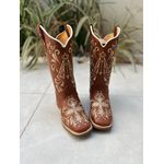 BOTA TEXANA EM COURO MUSTANG BORDADO NOSSA SENHORA + CRUZ