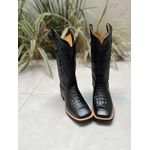 BOTA TEXANA EM COURO PRETO COBRA BORDADO TRIBAL ALL BLACK