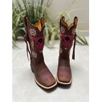 BOTA TEXANA EM COURO MARROM TOURO ROSA