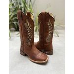 BOTA TEXANA EM COURO MARROM A LASER GLITTER DOURADO FOLHA