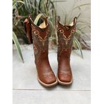 BOTA TEXANA EM COURO MUSTANG BORDADO TRIBAL VERDE E FLORAO + BAINHA + CANIVETE