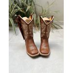 BOTA TEXANA EM COURO MUSTANG BORDADO RAMOS BEGE + BAINHA + FACA