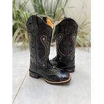 BOTA TEXANA EM COURO BORDADO TRIBAL PRETO E BRANCO