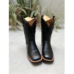 BOTA TEXANA EM COURO ALL BLACK BORDADO TRIBAL CANO TRADICIONAL