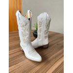 BOTA TEXANA EM COURO BRANCO BORDADO RAMOS BICO FINO