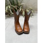 BOTA TEXANA EM COURO CARAMELO A LASER FOLHA GLITTER DOURADO CANO TRADICIONAL