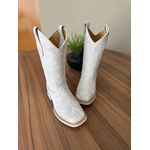 BOTA TEXANA EM COURO BRANCO BORDADO FLORES