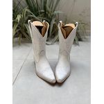 BOTA TEXANA EM COURO BRANCO BORDADO LINHAS BRANCA