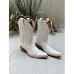 BOTA TEXANA EM COURO BRANCO BORDADO LINHAS BRANCA