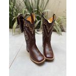BOTA TEXANA EM COURO LATEGO MARROM BORDADO TRIBAL + BAINHA + CANIVETE