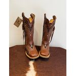BOTA TEXANA EM COURO MUSTANG BORDADO TRIBAL COM TRICE E CORDINHAS
