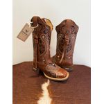 BOTA TEXANA EM COURO MUSTANG BORDADO TRIBAL COM TRICE E CORDINHAS