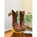 BOTA TEXANA EM COURO BORDADO RAMOS MARROM