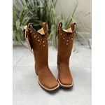 Bota Texana Em Couro HORSE HAVANA Solado Marrom Basica Com Metais + BAINHA + CANIVETE