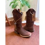 BOTA TEXANA EM COURO BORDADO RAMOS SOLADO MARROM + GRAVATA COUNTRY MARROM BOTAS