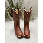 BOTA TEXANA EM COURO MUSTANG BORDADO PONTILHADO AZUL