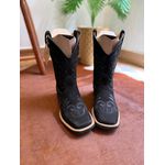 BOTA TEXANA EM COURO ALL BLACK BORDADO RAMOS CANO TRADICIONAL