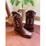 BOTA TEXANA EM COURO BORDADO TRIBAL SOLA RÚSTICA CANO TRADICIONAL