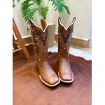 BOTA TEXANA EM COURO MUSTANG BORDADO TRIBAL E FLORÃO